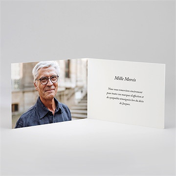 Remerciement décès simple elégance plié - Intérieur du remerciement