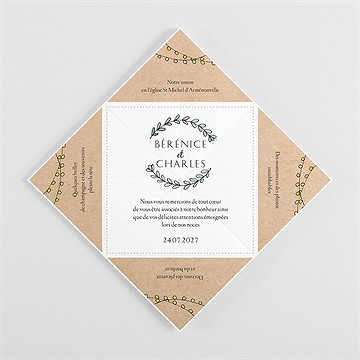 Remerciement mariage avec programme origami - Faire-part plié
