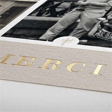 Remerciement décès hommage original dorure - Détail de la carte