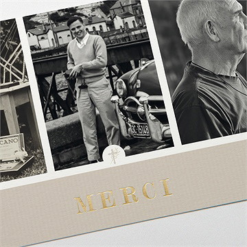 Remerciement décès hommage original dorure - Détail de la carte