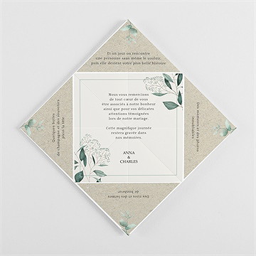 Remerciement mariage intimité origami - Côté droit du faire-part