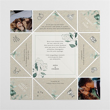 Remerciement mariage intimité origami - Intérieur du faire-part plié