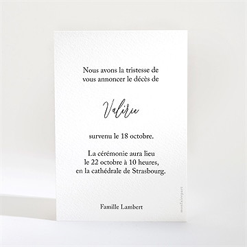 Faire-part décès au revoir - Dos du faire-part