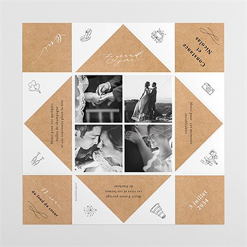 Remerciement mariage photomaton origami - Vue dépliée