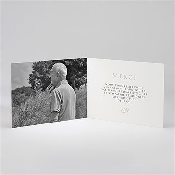Remerciement décès hommage original plié - Intérieur du remerciement