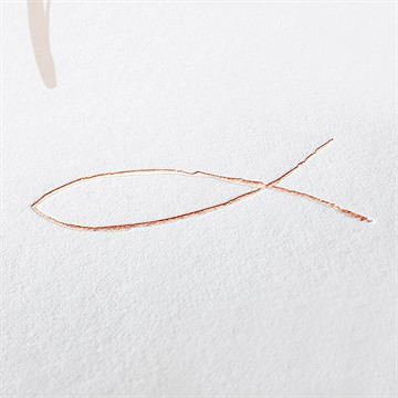 Faire-part de baptême lettre cuivre dorure portrait - Détail du faire-part