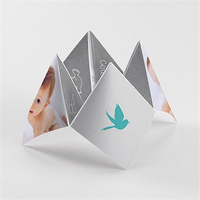 Faire-part de baptême découpe originale origami
