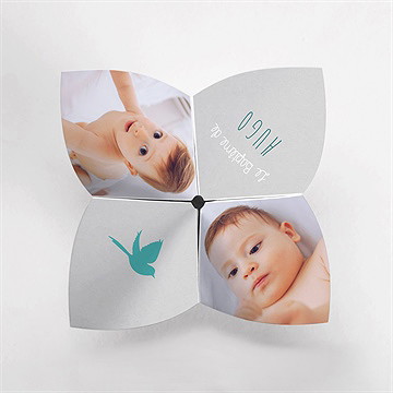 Faire-part de baptême découpe originale origami - Vue du dessus