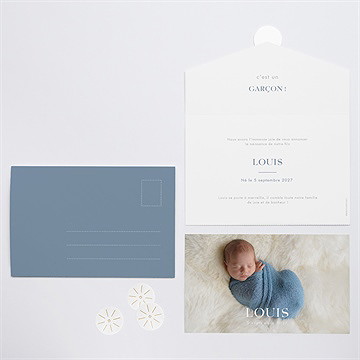 Faire-part naissance moderne et tendance enveloppe - Vue d'ensemble