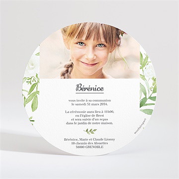 Faire-part communion ornements dorure - Dos du faire-part