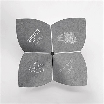 Faire-part de baptême en symboles origami - Vue du dessus