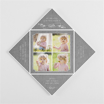 Faire-part de baptême en symboles origami - Vue intérieure pliée