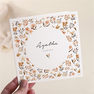 Faire-part naissance automne en fleurs