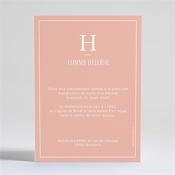 Faire-part communion ma lumière dorure - Dos du faire-part