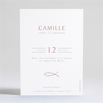 Faire-part communion jolies grâces dorure - Dos du faire-part