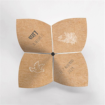 Faire-part de baptême tout en pictos origami - Vue du dessus