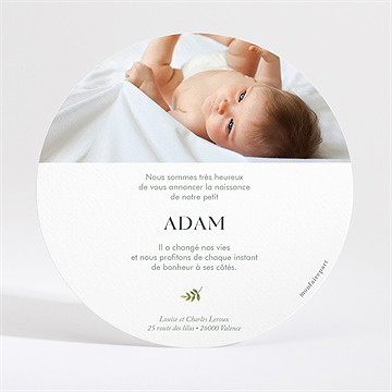 Faire-part naissance compères rond - Dos du faire-part