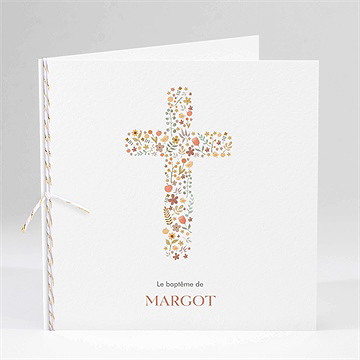 Faire-part de baptême florilège carré plié