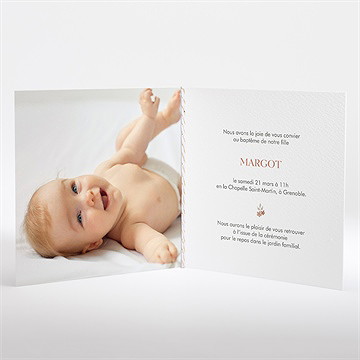 Faire-part de baptême florilège carré plié - Intérieur du faire-part