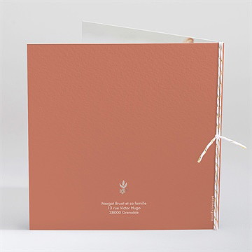 Faire-part de baptême florilège carré plié - Dos du faire-part