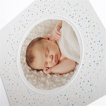 Faire-part naissance jolie constellation gaufrage - Détail du faire-part