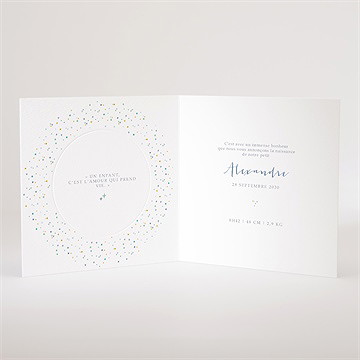 Faire-part naissance jolie constellation gaufrage - Intérieur du faire-part