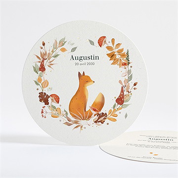 Faire-part naissance mon beau renard rond