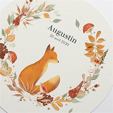 Faire-part naissance mon beau renard rond - Détail du faire-part