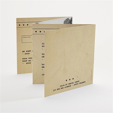 Remerciement mariage notre télégramme accordéon - Dos de la carte