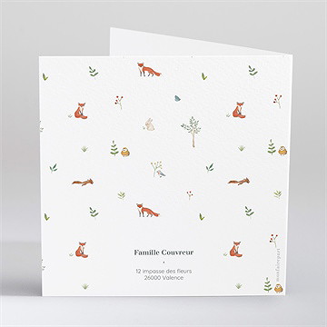 Faire-part naissance gaiement gaufrage - Dos du faire-part