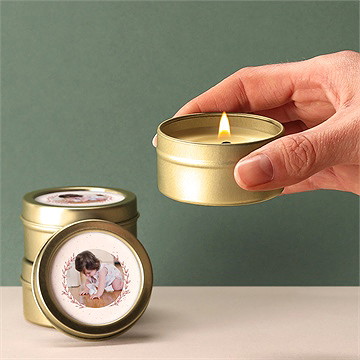 Bougie baptême moment de grâce or - Bougie allumée