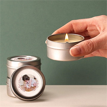 Bougie baptême moment de grâce argent - Bougie allumée
