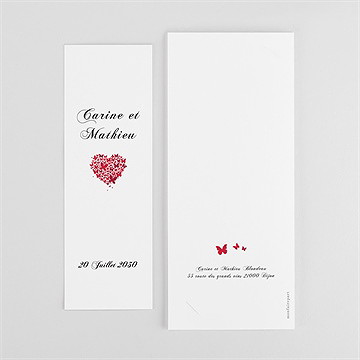 Remerciement mariage papillons en coeur photomaton - Dos de la carte