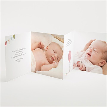 Faire-part naissance tendre guirlande accordéon - Intérieur du faire-part