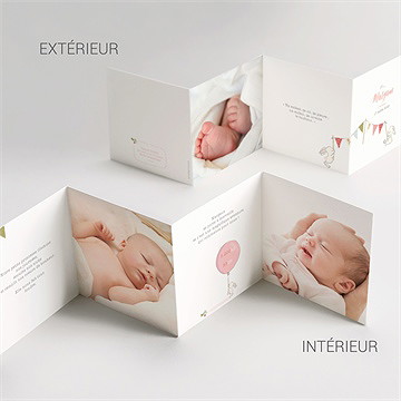 Faire-part naissance tendre guirlande accordéon - Vue d'ensemble