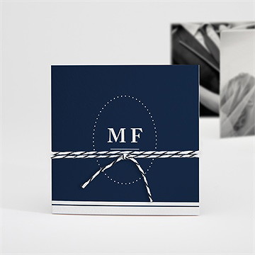 Remerciement mariage bleu romantique accordéon