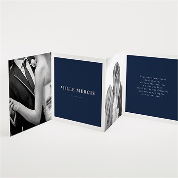 Remerciement mariage bleu romantique accordéon - Intérieur de la carte