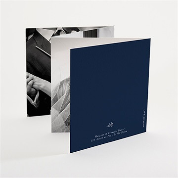 Remerciement mariage bleu romantique accordéon - Dos de la carte