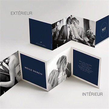 Remerciement mariage bleu romantique accordéon - Vue détaillée