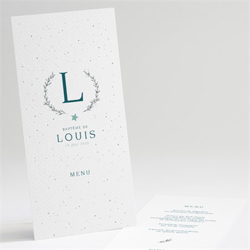 Menu baptême initiale argentée