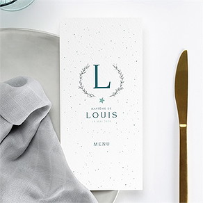 Menu baptême initiale argentée