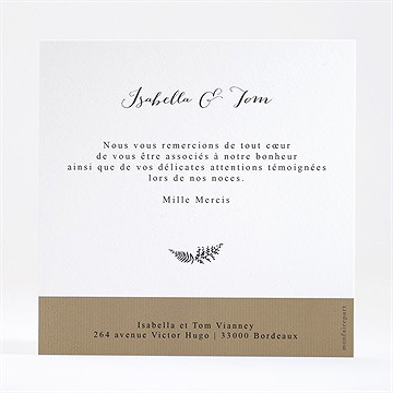 Remerciement mariage amour toujours dorure - Dos de la carte