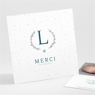 Remerciement baptême initiale argentée