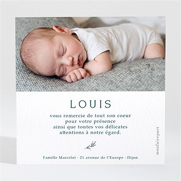 Remerciement baptême initiale argentée - Dos du remerciement