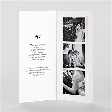 Remerciement mariage gravure secrète photomaton - Intérieur du faire-part
