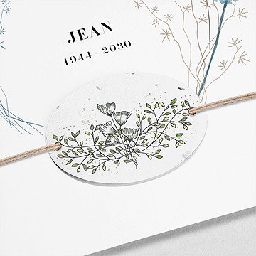 Remerciement décès ornement ensemencé - Détail de la carte