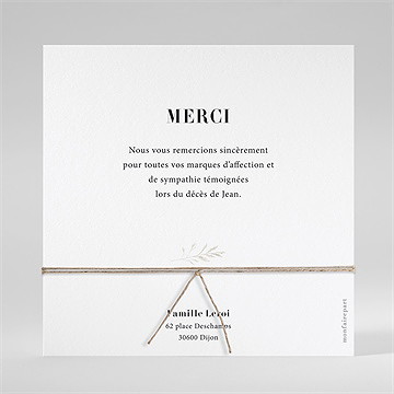 Remerciement décès ornement ensemencé - Dos de la carte