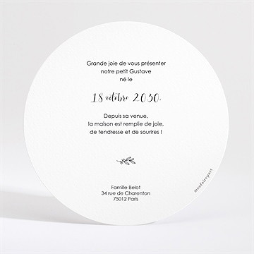 Faire-part naissance jolie touche dorure - Dos du faire-part