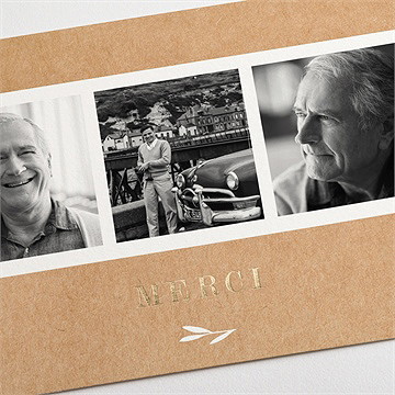 Remerciement décès a dieu dorure - Détail de la carte