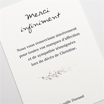 Remerciement décès souvenir portrait dorure - Détail du carte